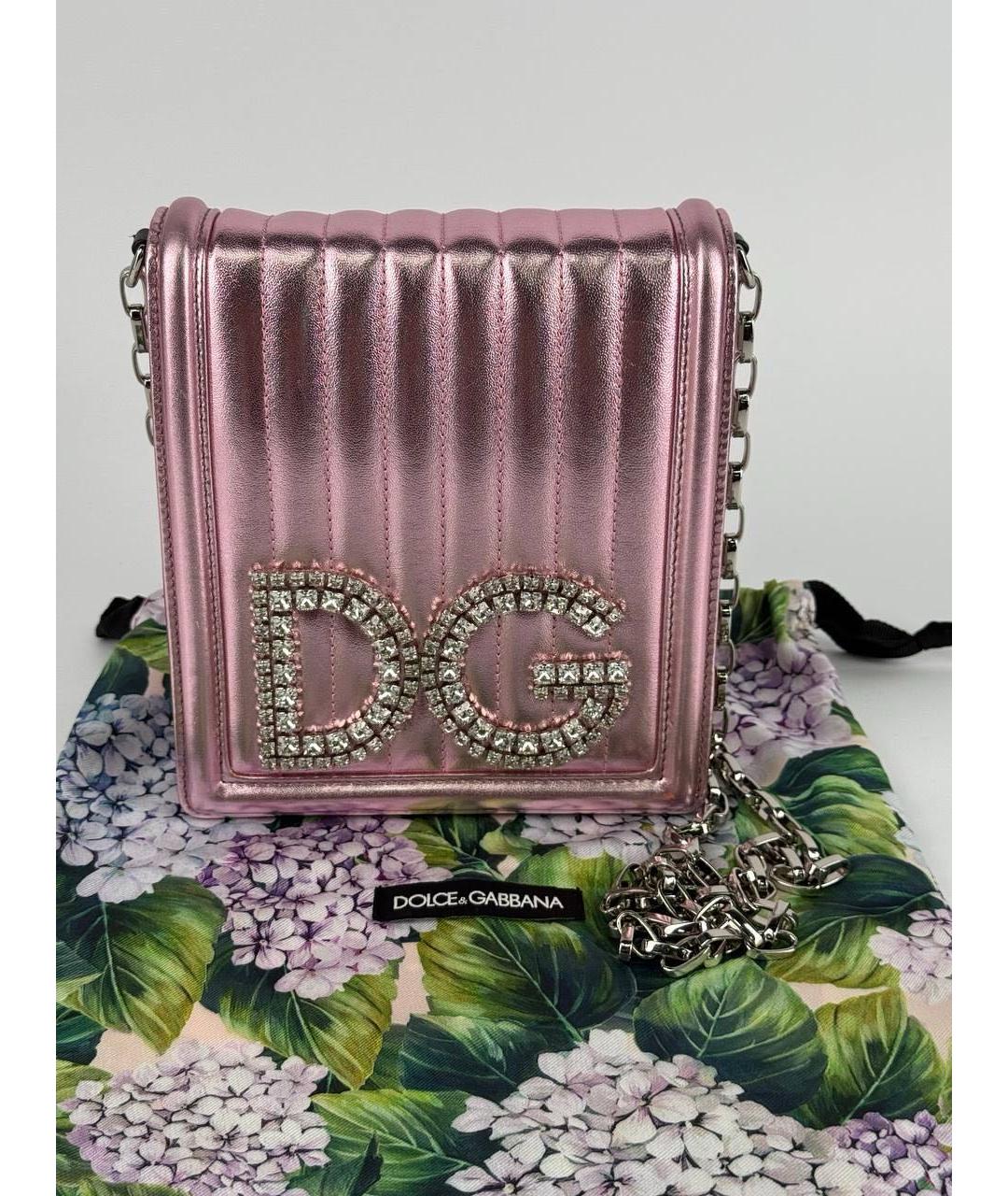 DOLCE&GABBANA Розовая кожаная сумка через плечо, фото 8
