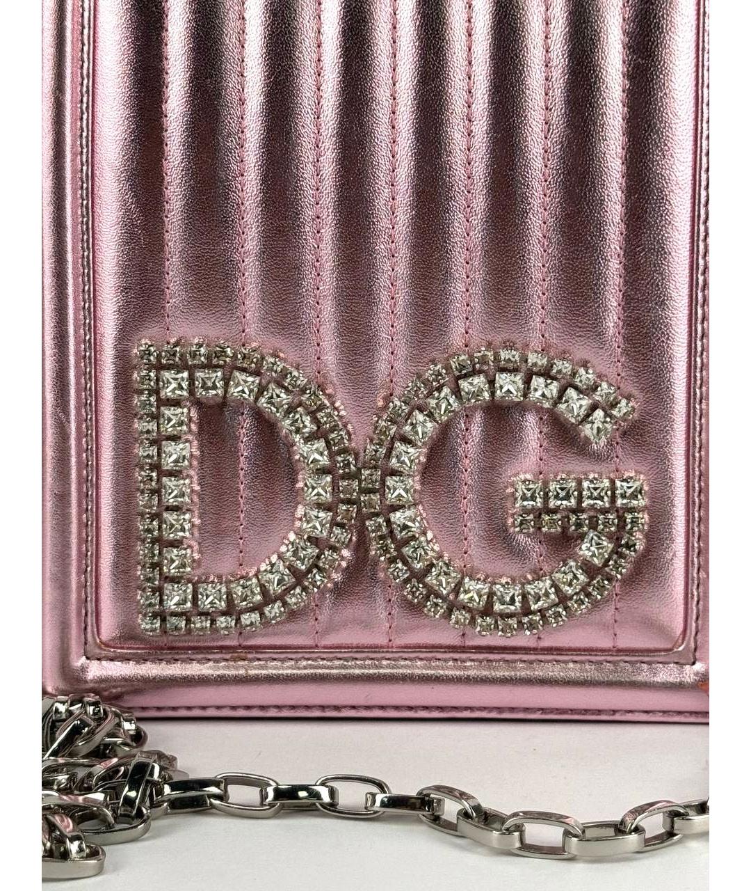 DOLCE&GABBANA Розовая кожаная сумка через плечо, фото 7