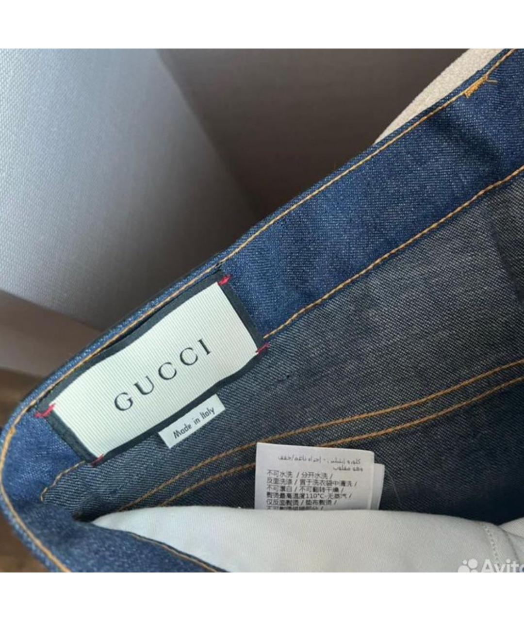 GUCCI Темно-синие хлопковые джинсы клеш, фото 3