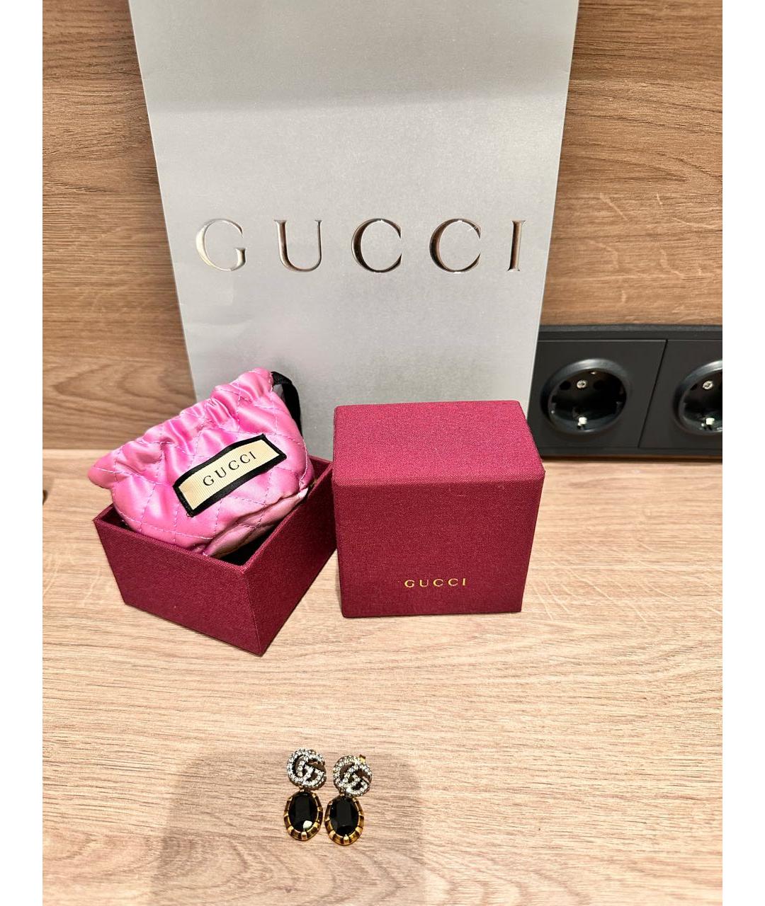 GUCCI Черные металлические серьги, фото 4