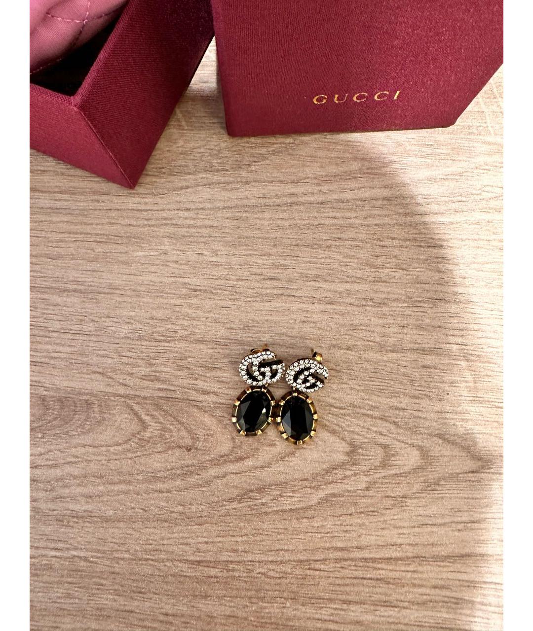 GUCCI Черные металлические серьги, фото 2