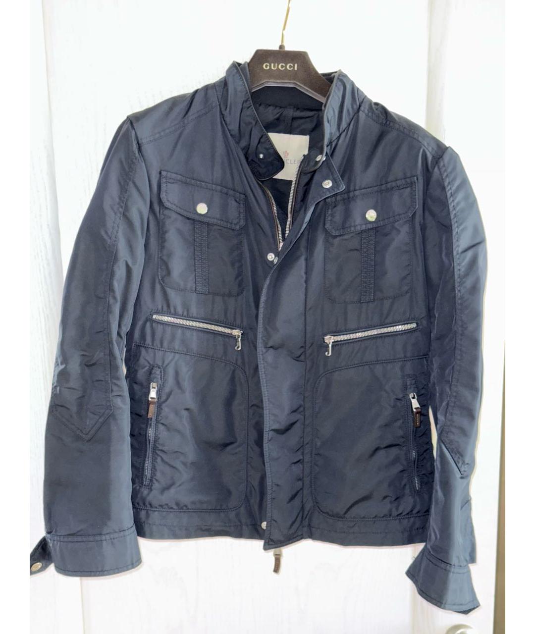 MONCLER Темно-синяя полиамидовая куртка, фото 4