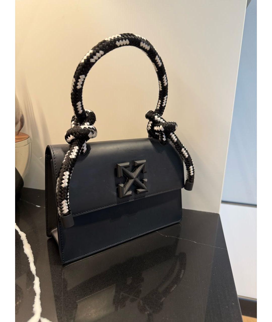 OFF-WHITE Черная сумка с короткими ручками из искусственной кожи, фото 2