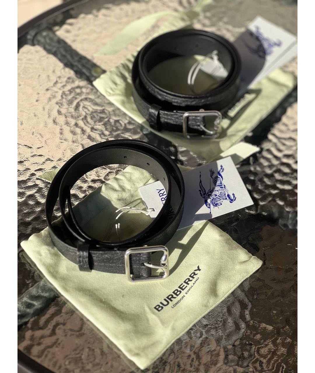 BURBERRY Черный кожаный ремень, фото 4