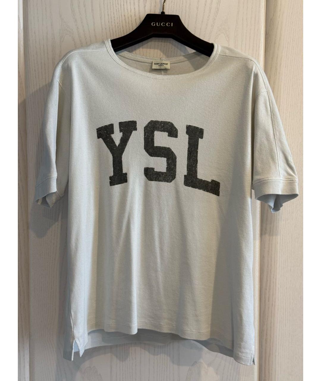 SAINT LAURENT Белая хлопковая футболка, фото 4