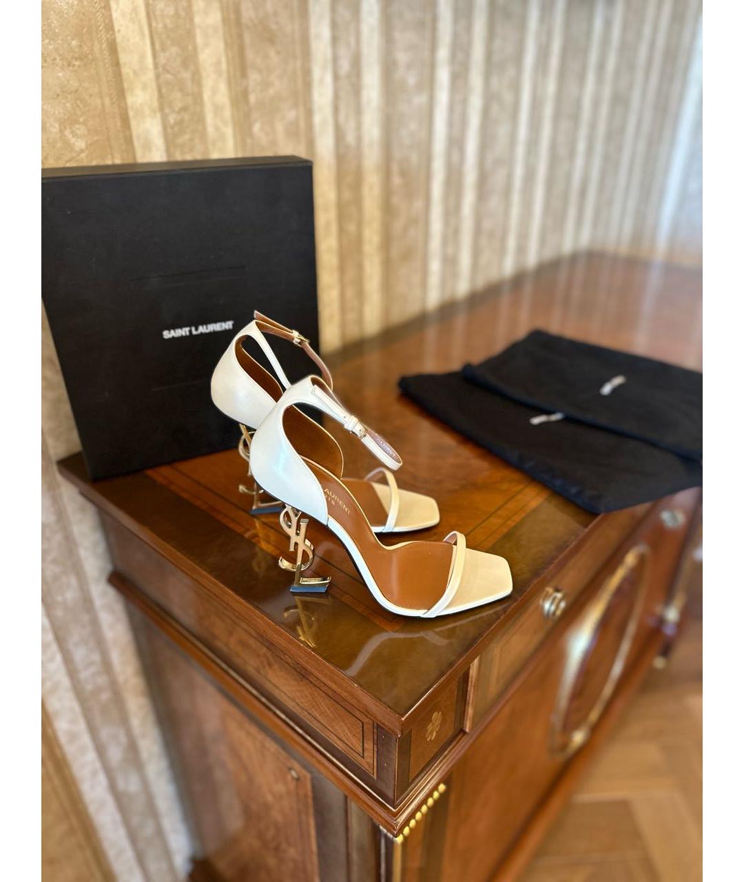 SAINT LAURENT Бирюзовые кожаные босоножки, фото 3