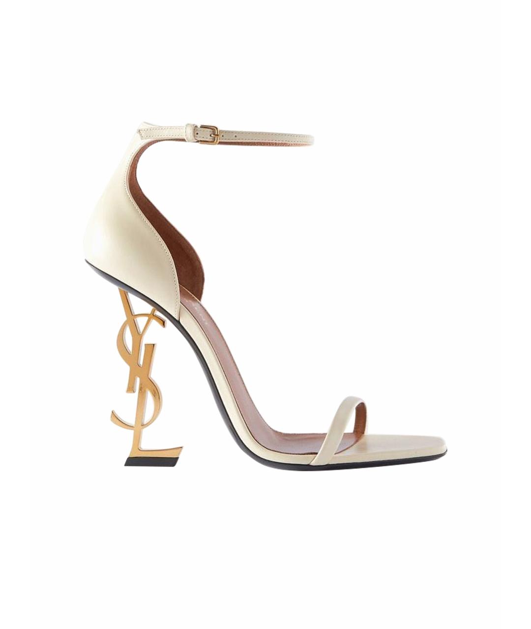 SAINT LAURENT Бирюзовые кожаные босоножки, фото 1
