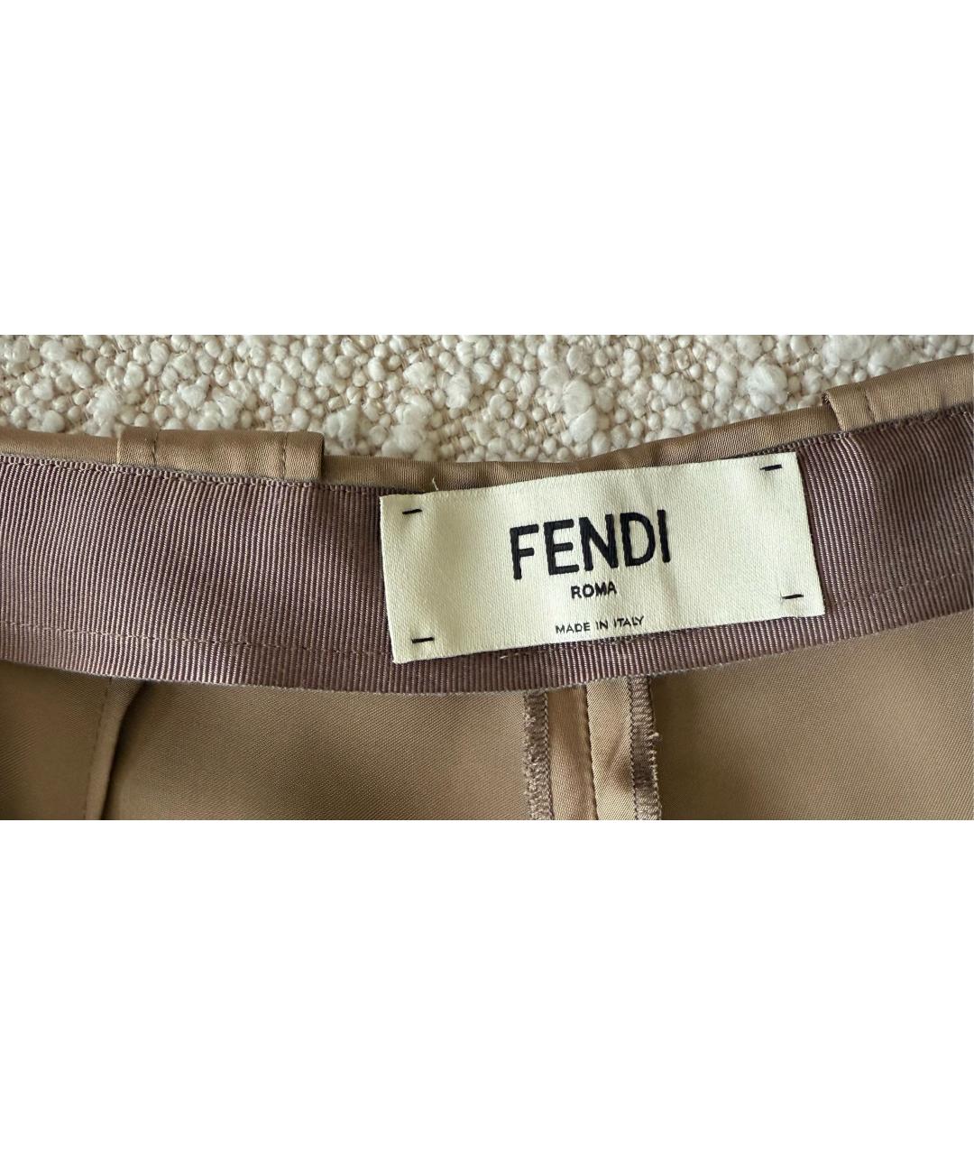 FENDI Коричневые шелковые брюки широкие, фото 5