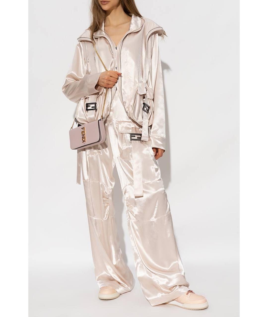 FENDI Коричневые шелковые брюки широкие, фото 3