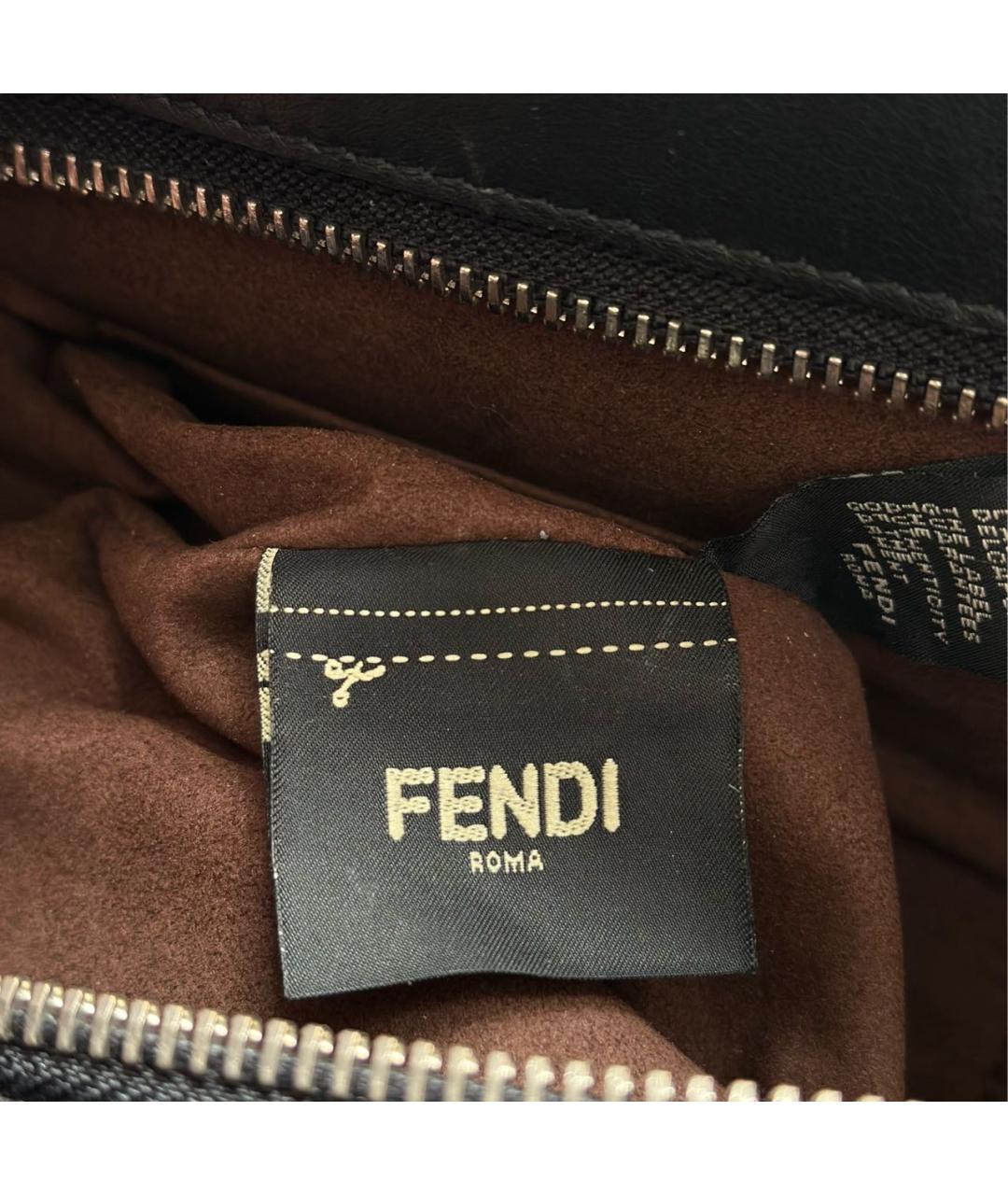FENDI Черная кожаная сумка с короткими ручками, фото 8