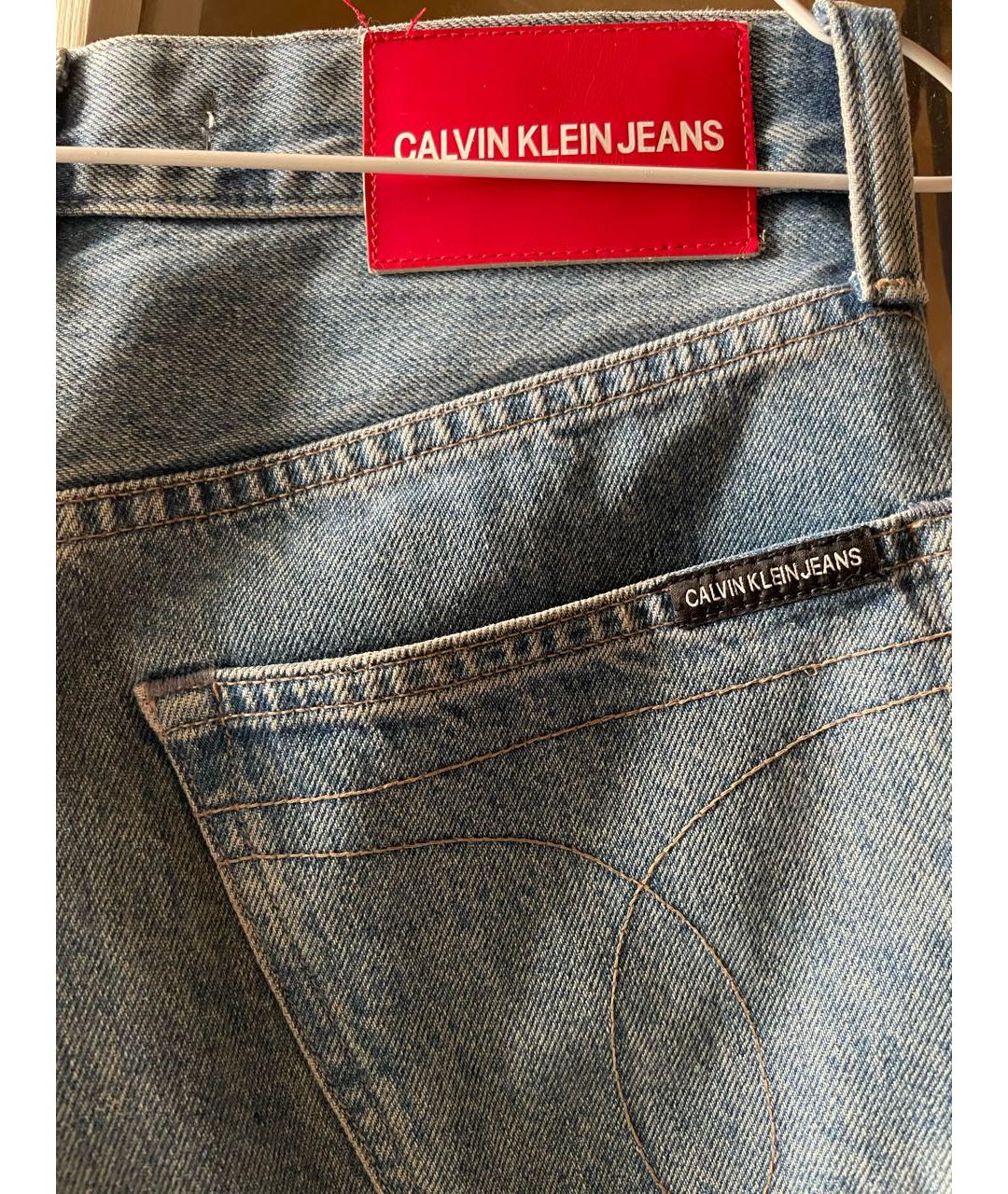 CALVIN KLEIN Синие хлопковые прямые джинсы, фото 6