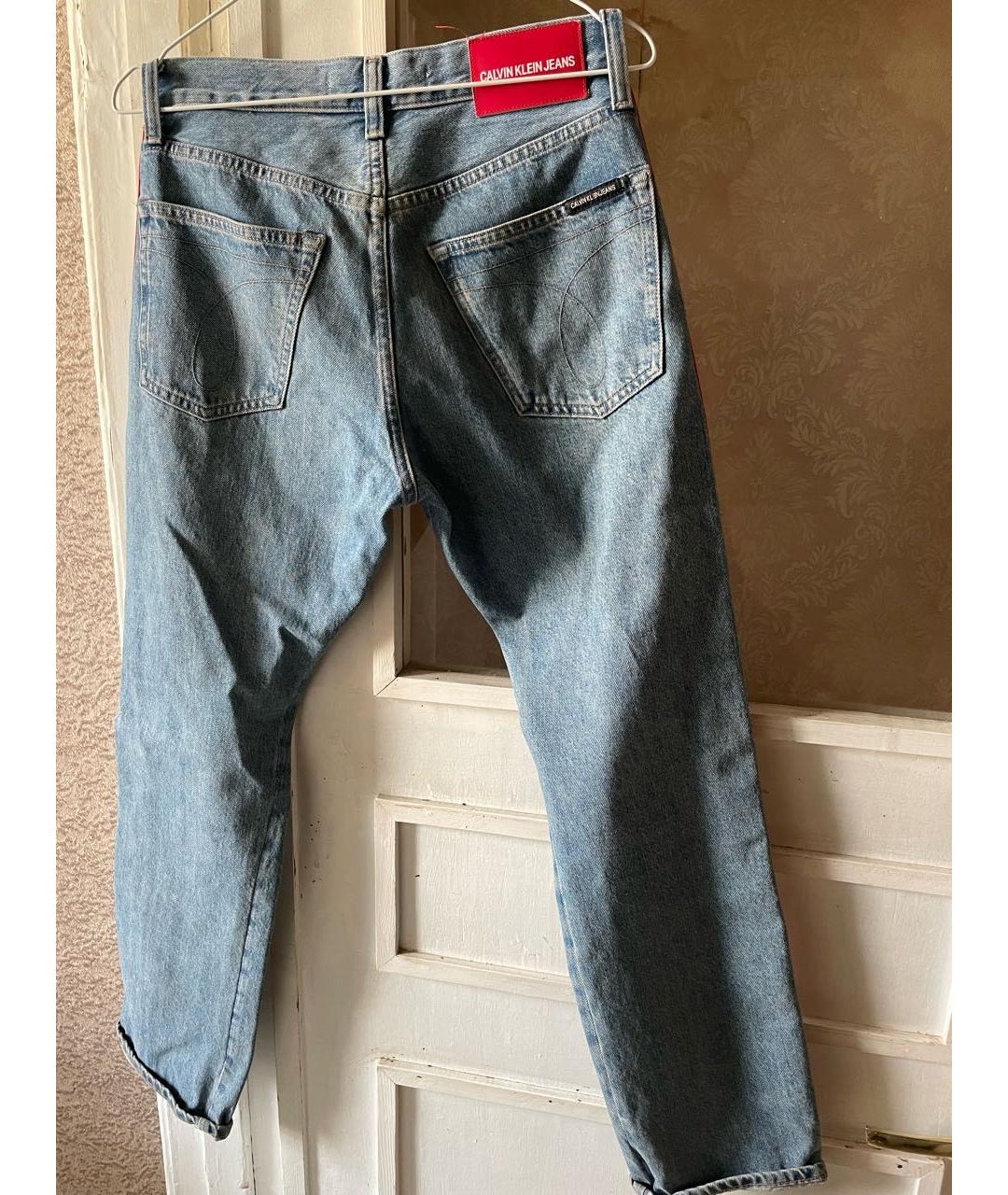 CALVIN KLEIN Синие хлопковые прямые джинсы, фото 2