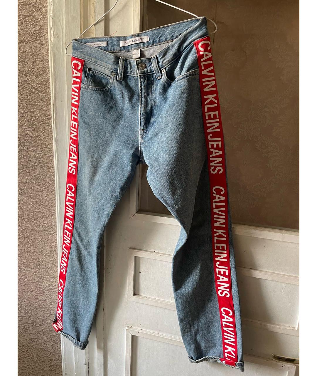 CALVIN KLEIN Синие хлопковые прямые джинсы, фото 7