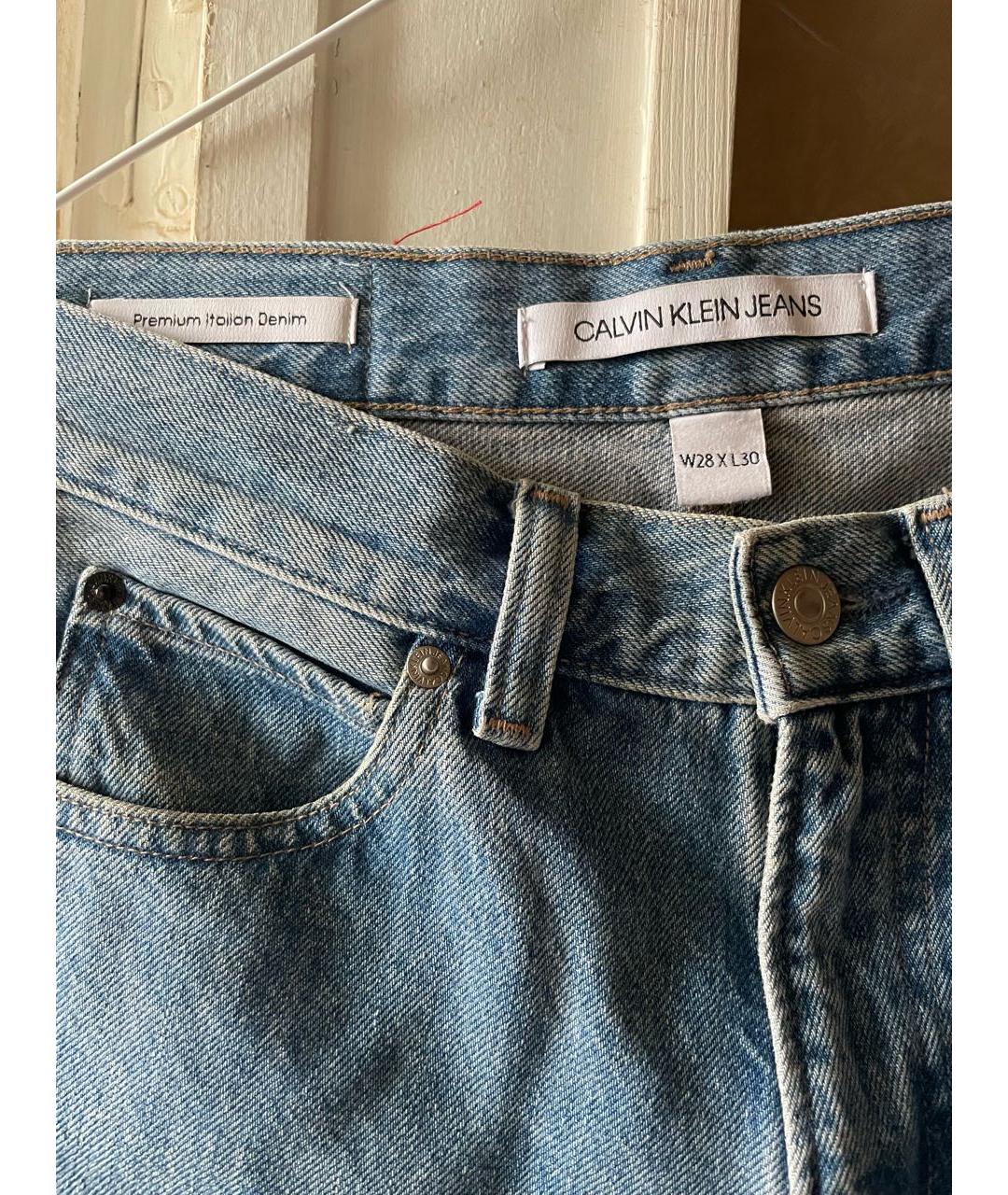 CALVIN KLEIN Синие хлопковые прямые джинсы, фото 3