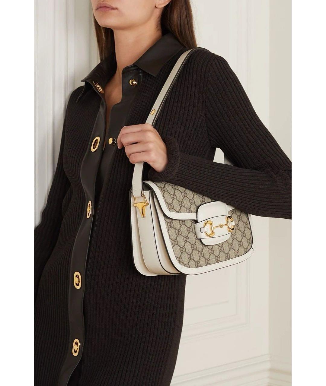 GUCCI Бежевая кожаная сумка через плечо, фото 8