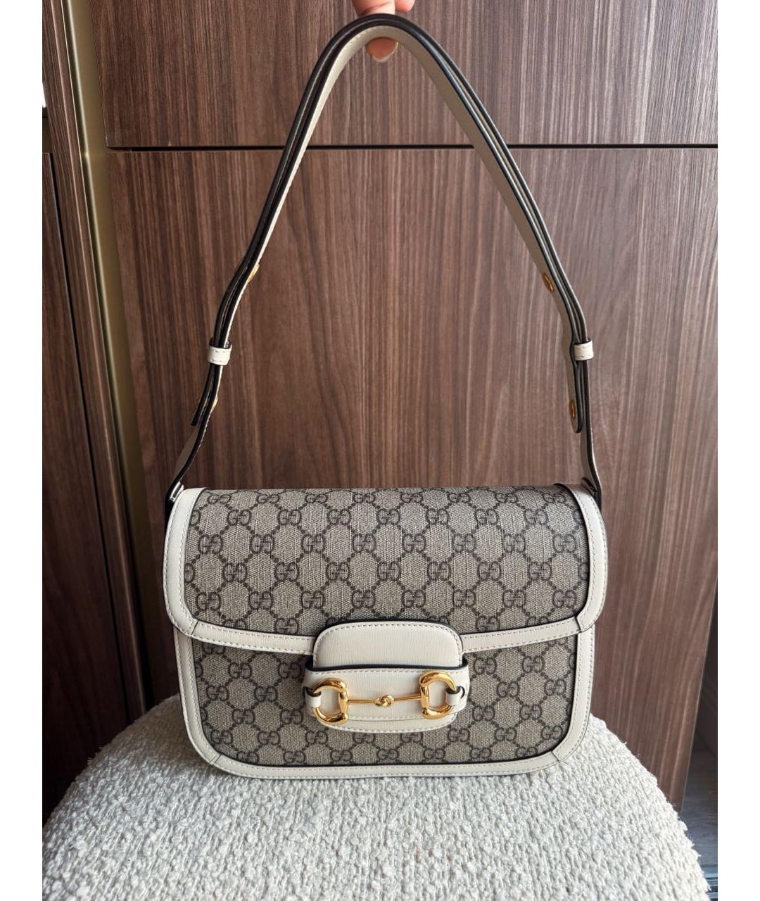 GUCCI Бежевая кожаная сумка через плечо, фото 2