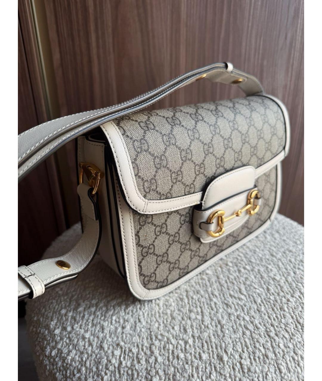 GUCCI Бежевая кожаная сумка через плечо, фото 4