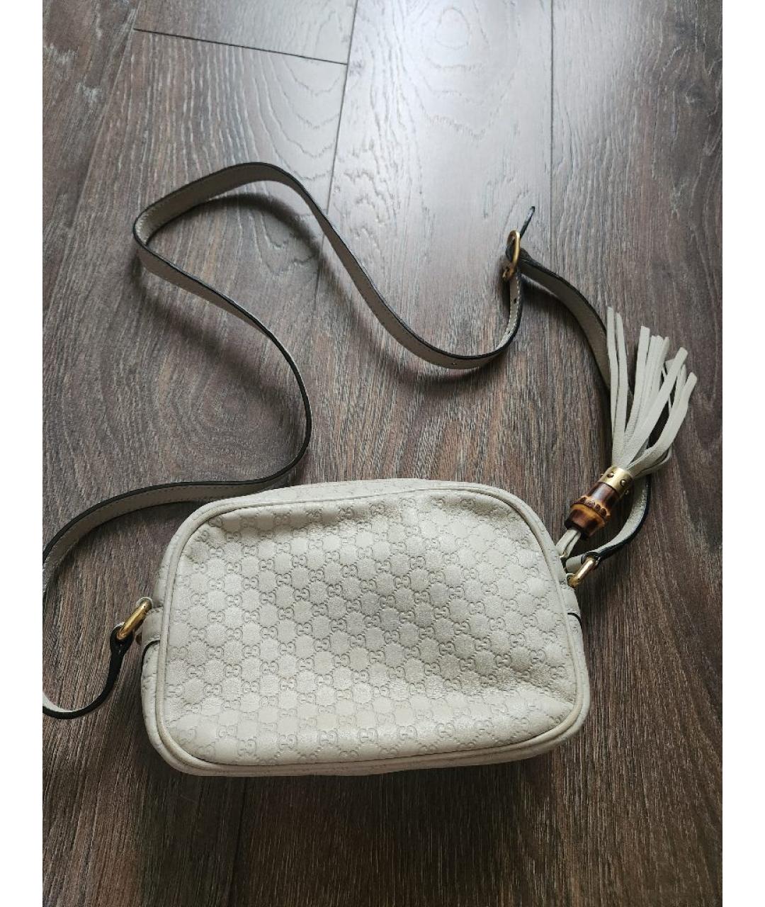 GUCCI Белая кожаная сумка через плечо, фото 3