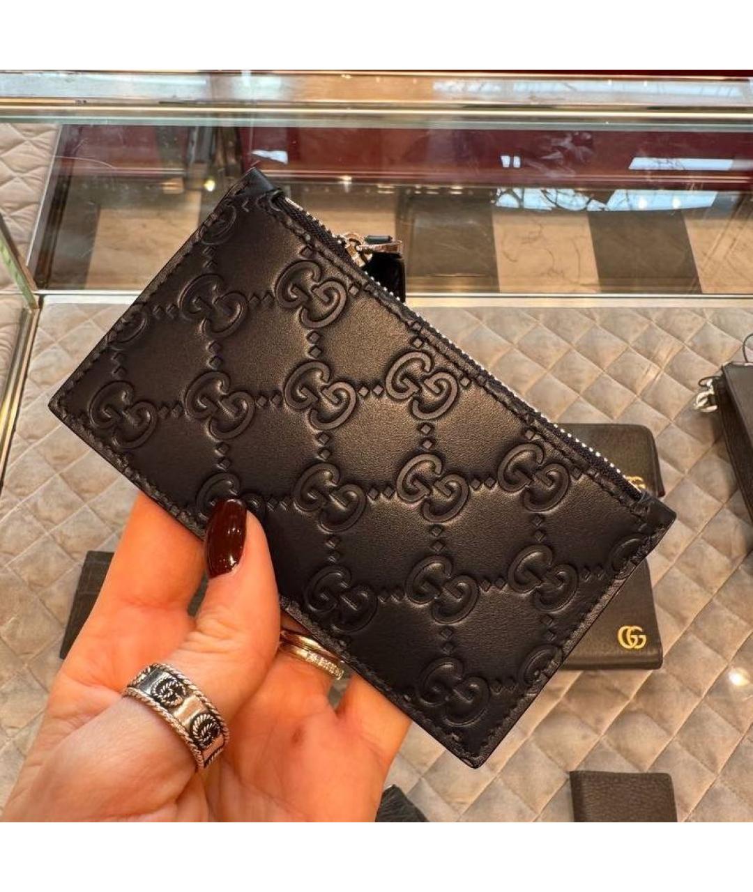 GUCCI Черная кожаная визитница, фото 4