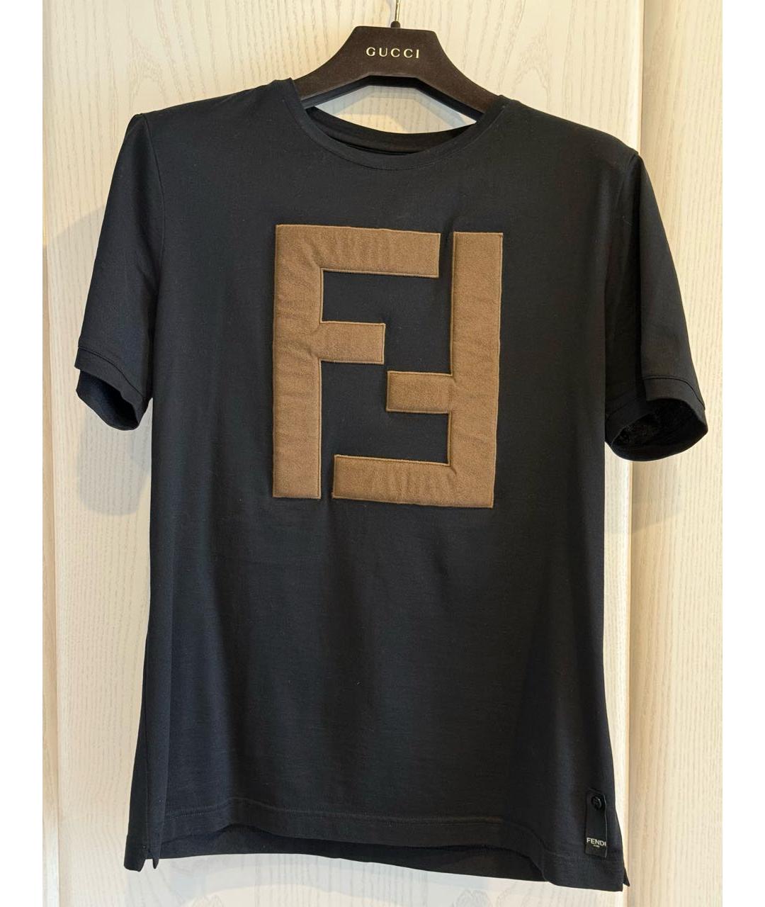FENDI Черная хлопковая футболка, фото 3