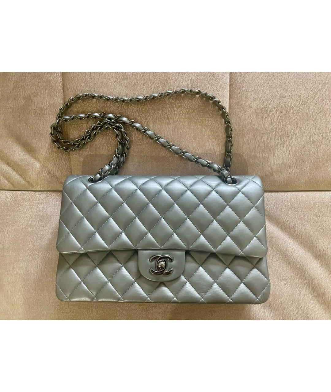 CHANEL Серая кожаная сумка через плечо, фото 2