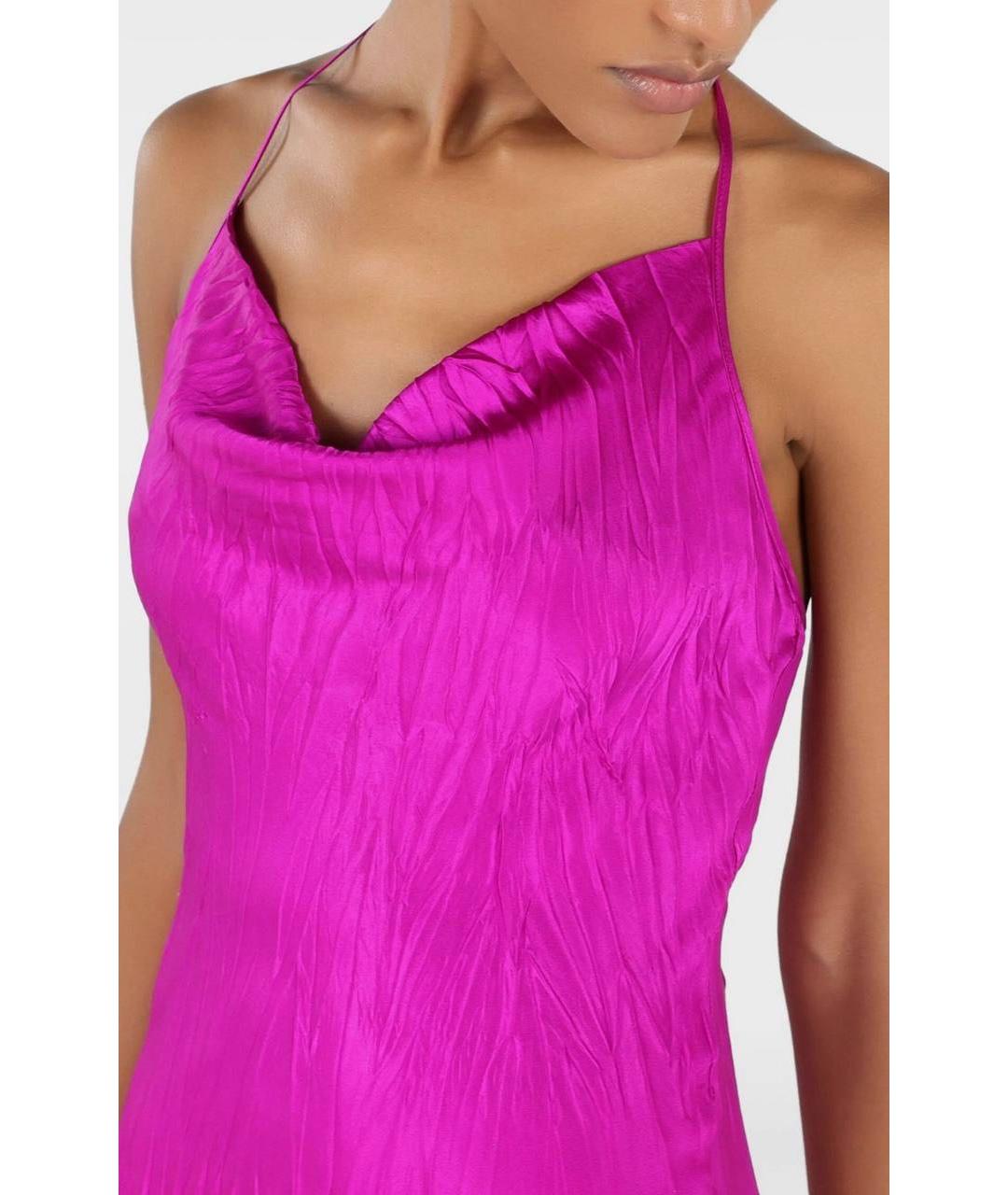 ROBERTO CAVALLI Фуксия шелковое платье, фото 3