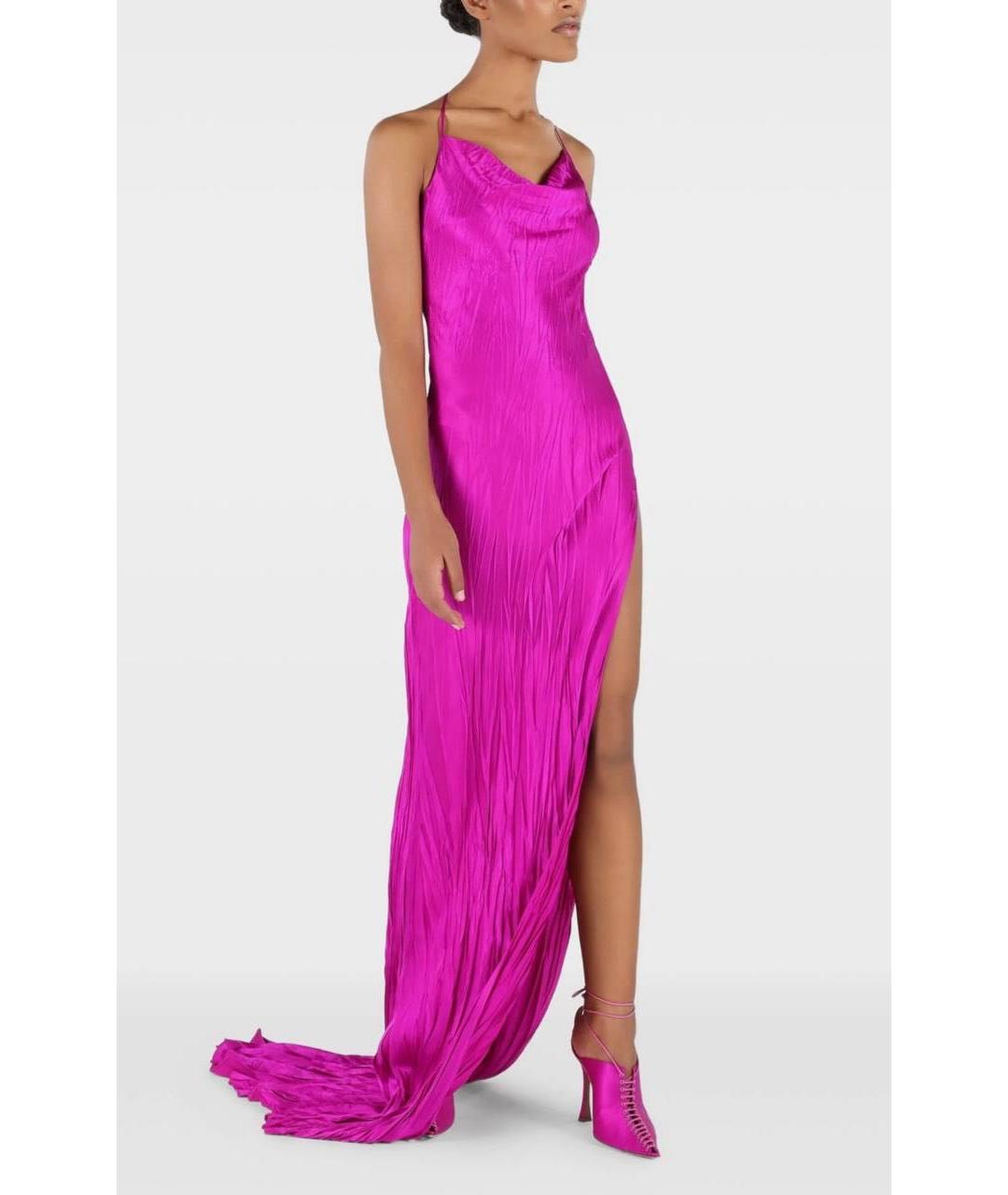 ROBERTO CAVALLI Фуксия шелковое платье, фото 4