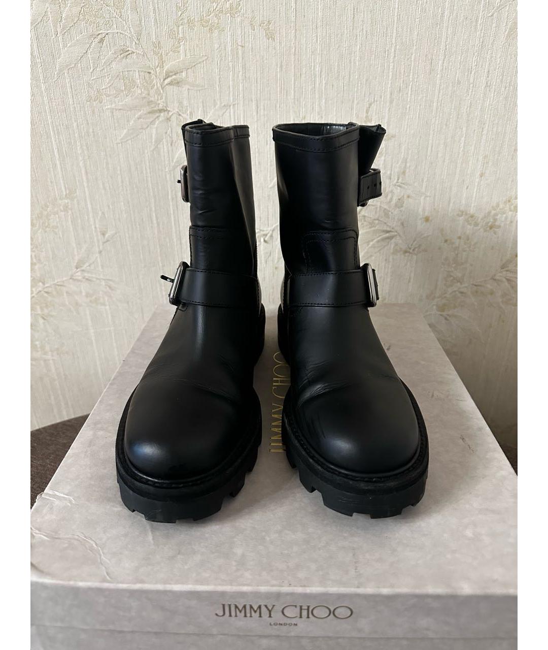 JIMMY CHOO Темно-синие кожаные полусапоги, фото 2