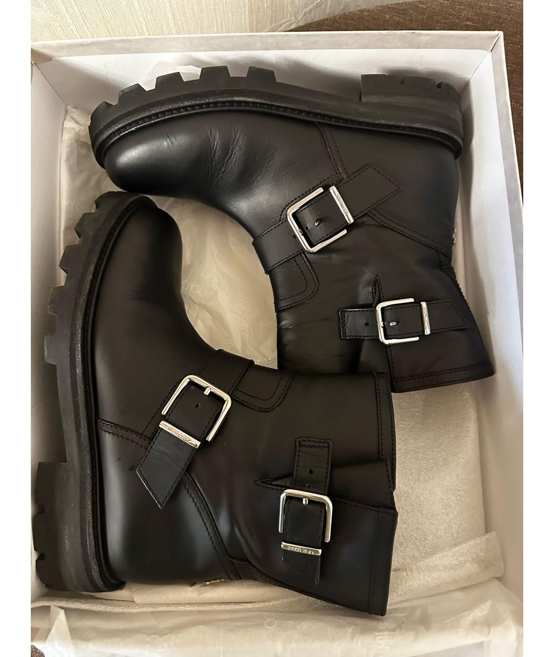 JIMMY CHOO Темно-синие кожаные полусапоги, фото 6