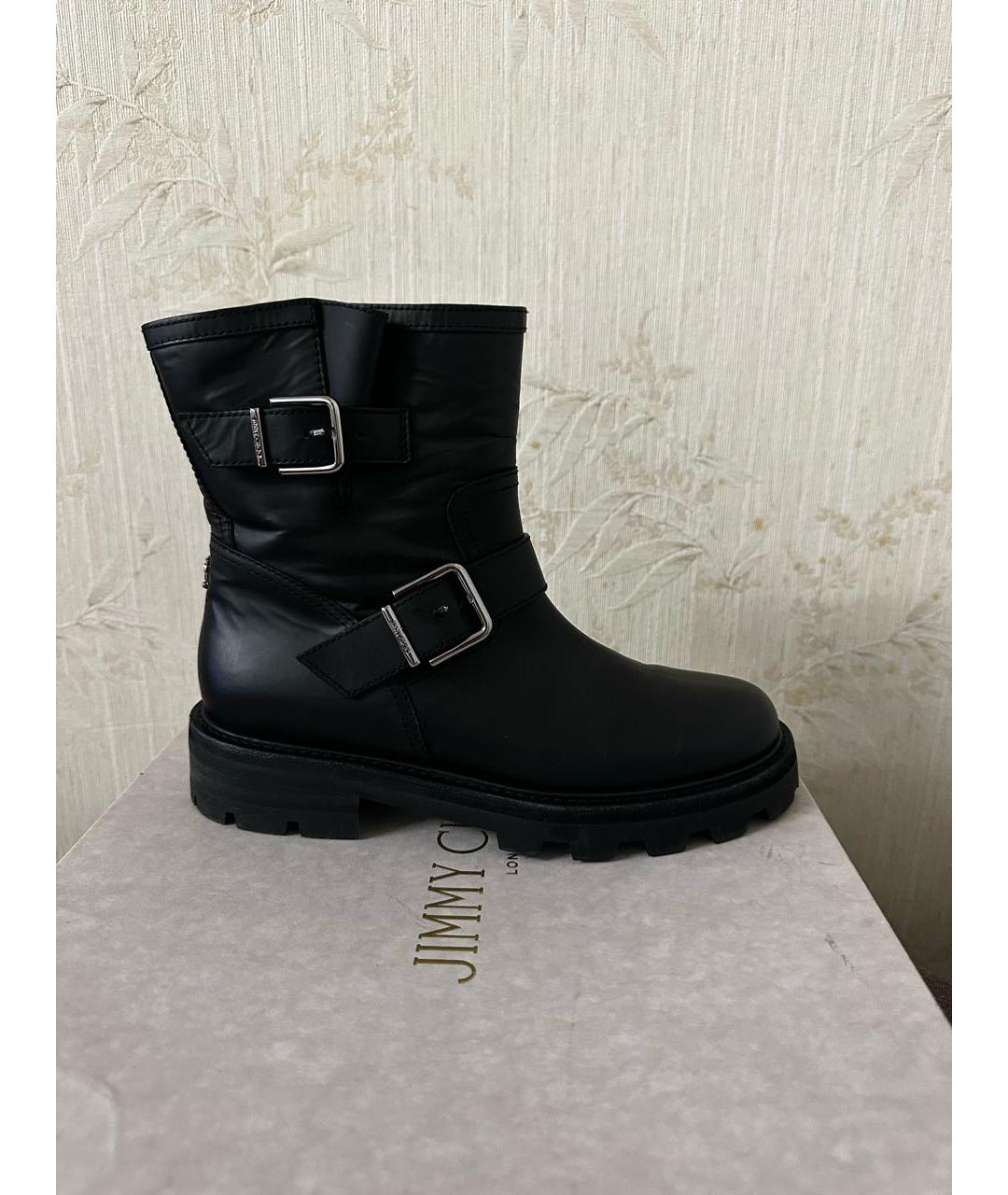 JIMMY CHOO Темно-синие кожаные полусапоги, фото 7