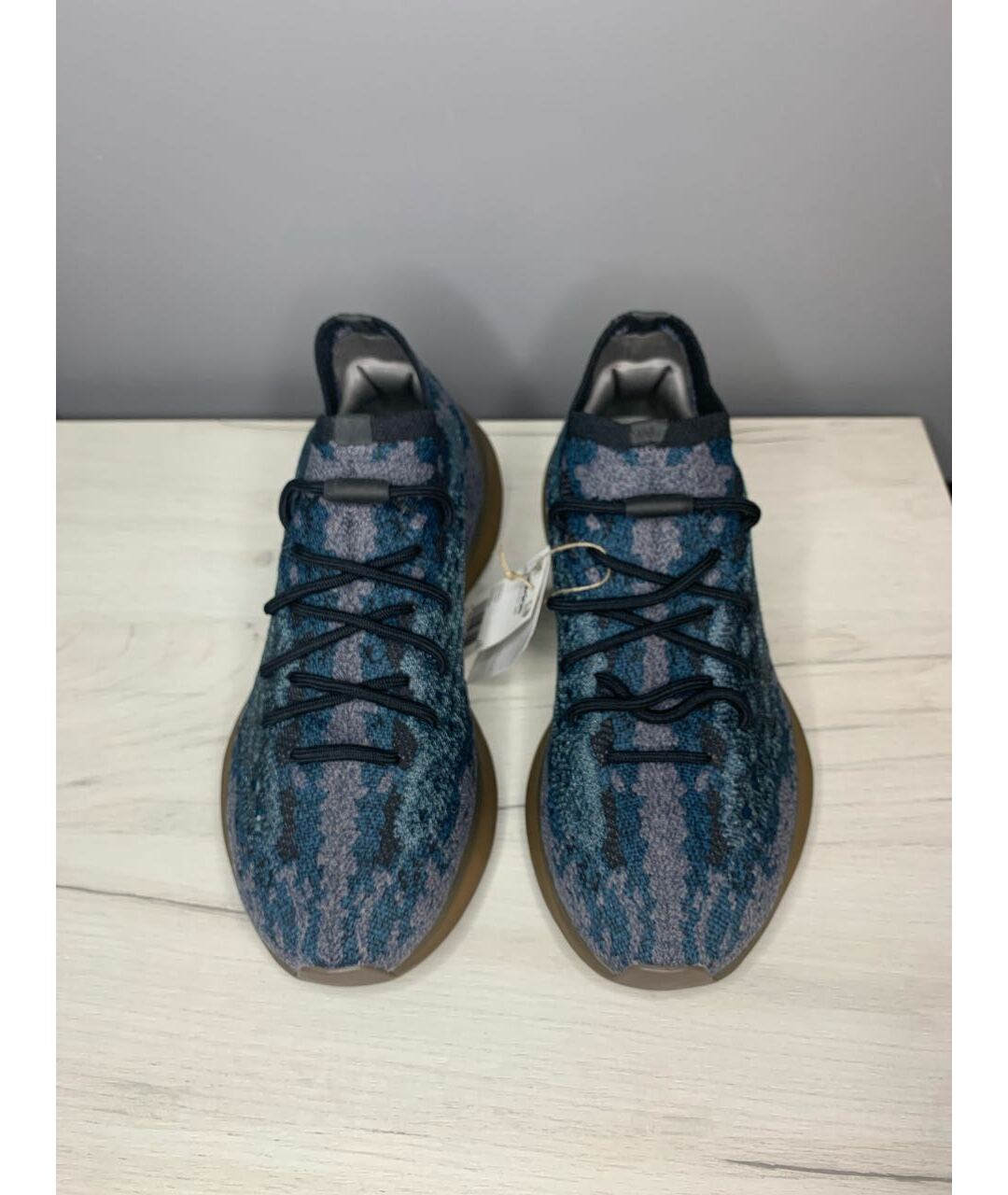 ADIDAS YEEZY Темно-синие текстильные низкие кроссовки / кеды, фото 2