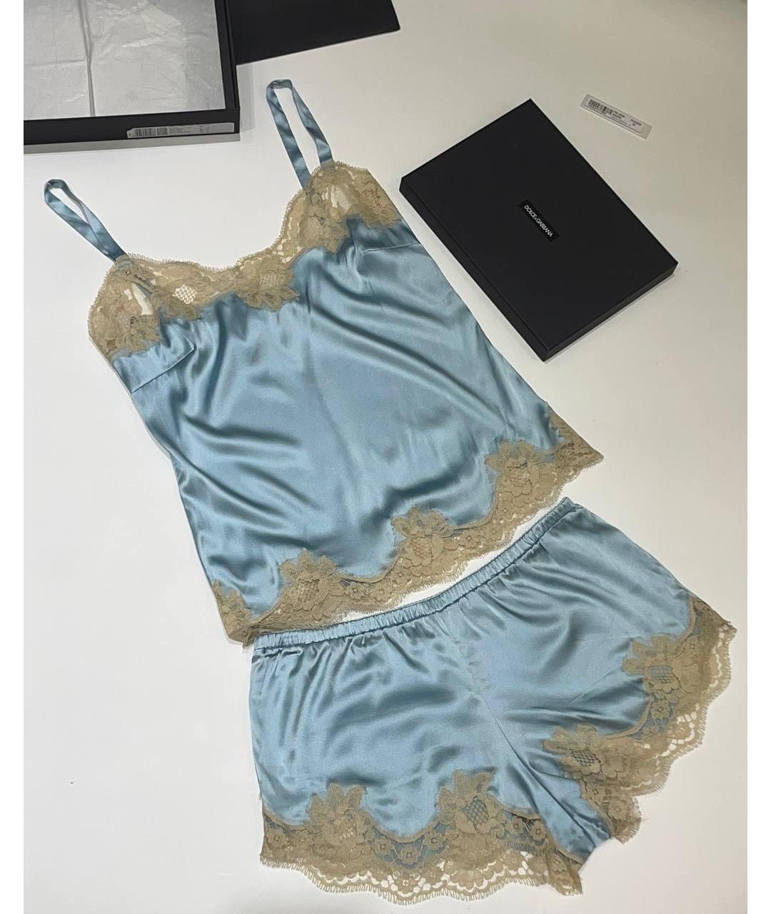DOLCE&GABBANA Бирюзовая шелковая пижама, фото 6