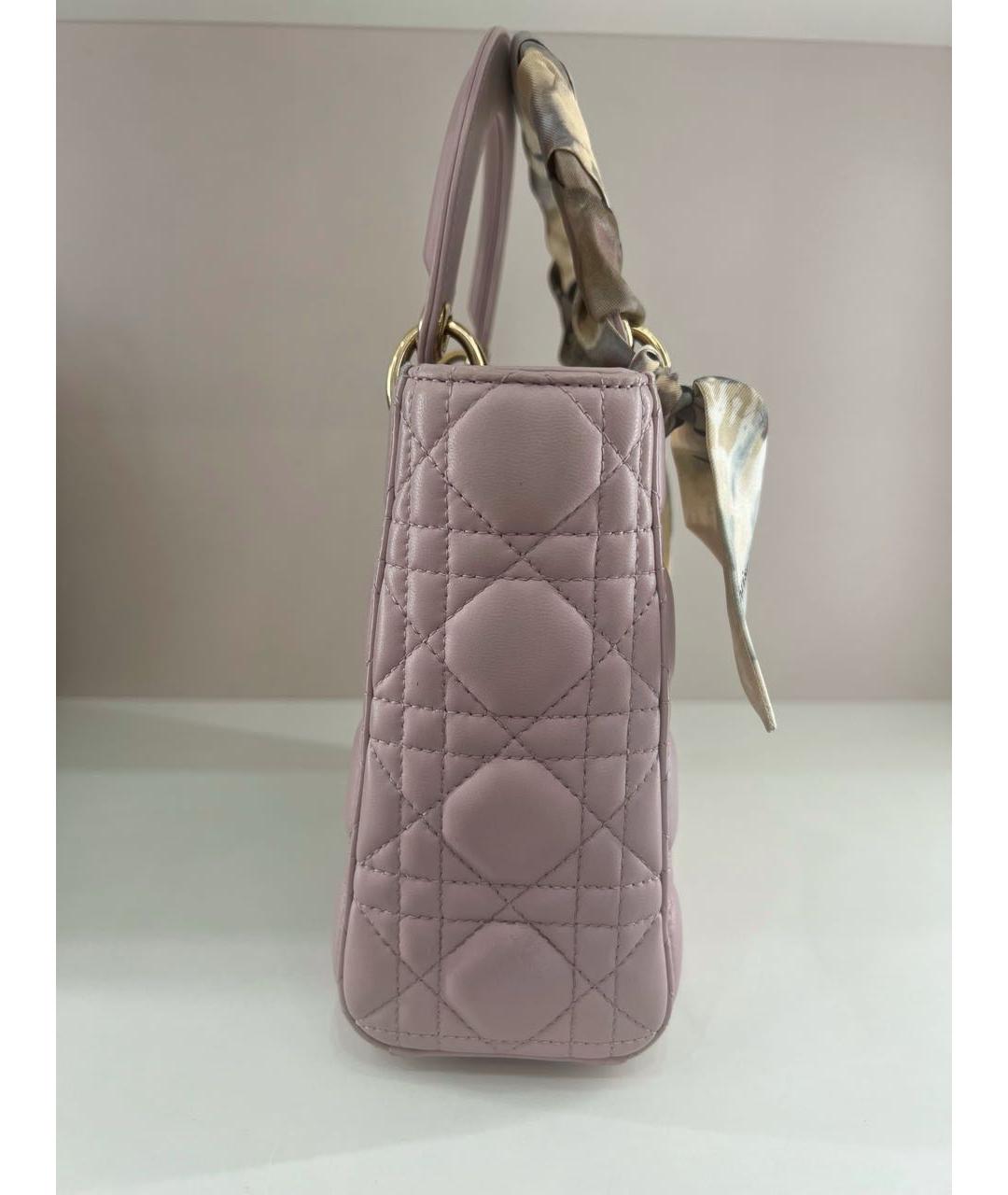 CHRISTIAN DIOR Розовая кожаная сумка с короткими ручками, фото 5