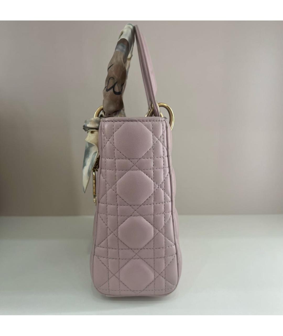 CHRISTIAN DIOR Розовая кожаная сумка с короткими ручками, фото 6