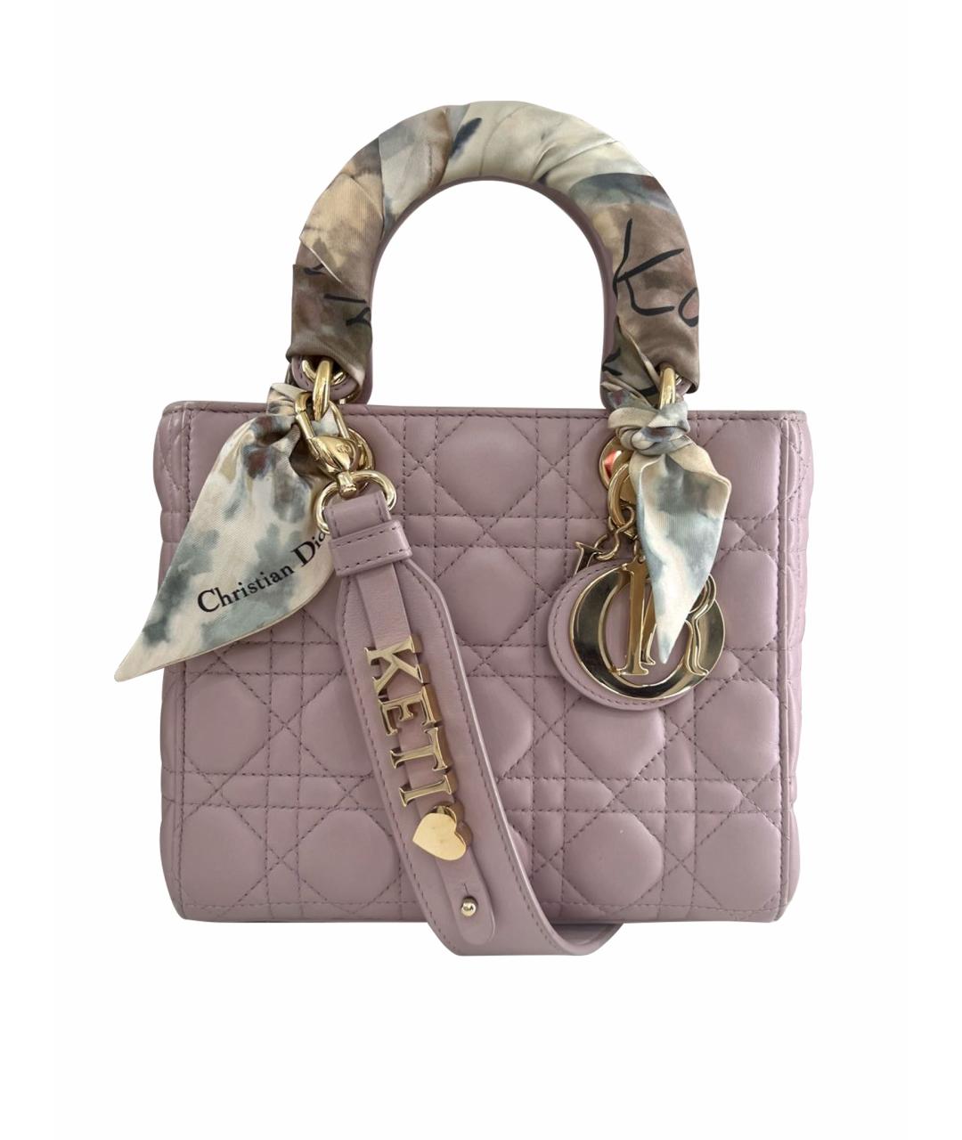 CHRISTIAN DIOR Розовая кожаная сумка с короткими ручками, фото 1