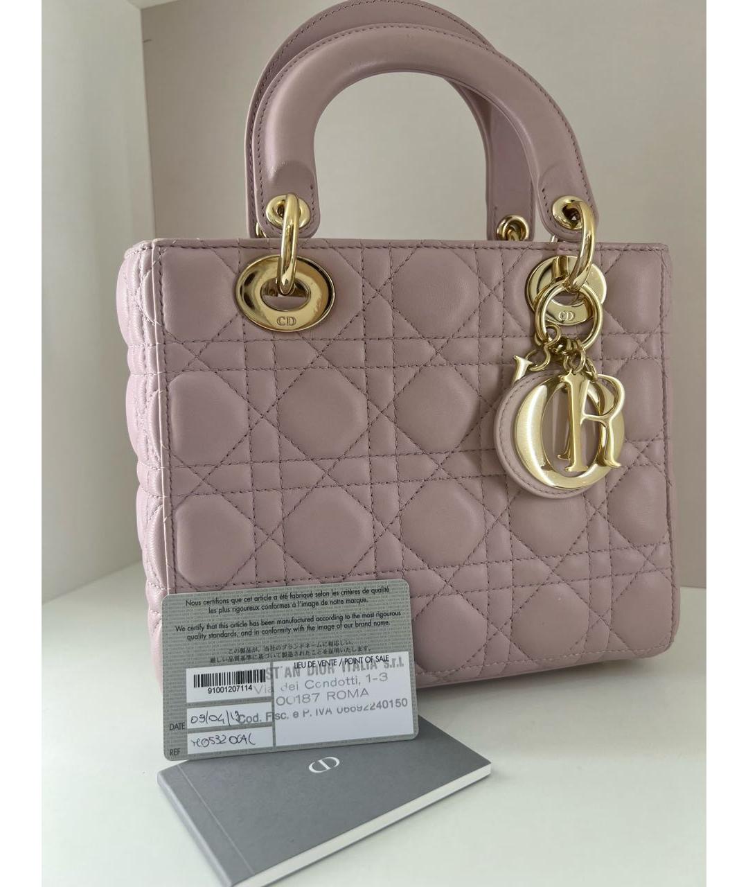 CHRISTIAN DIOR Розовая кожаная сумка с короткими ручками, фото 2
