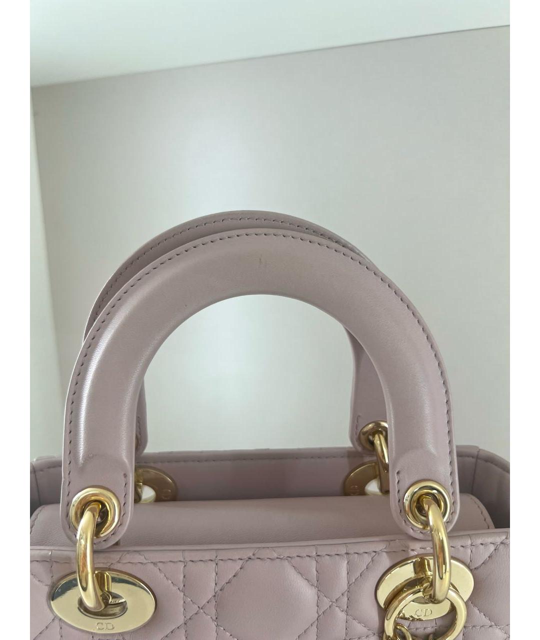 CHRISTIAN DIOR Розовая кожаная сумка с короткими ручками, фото 8