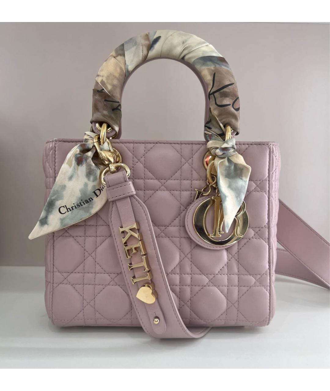 CHRISTIAN DIOR Розовая кожаная сумка с короткими ручками, фото 9