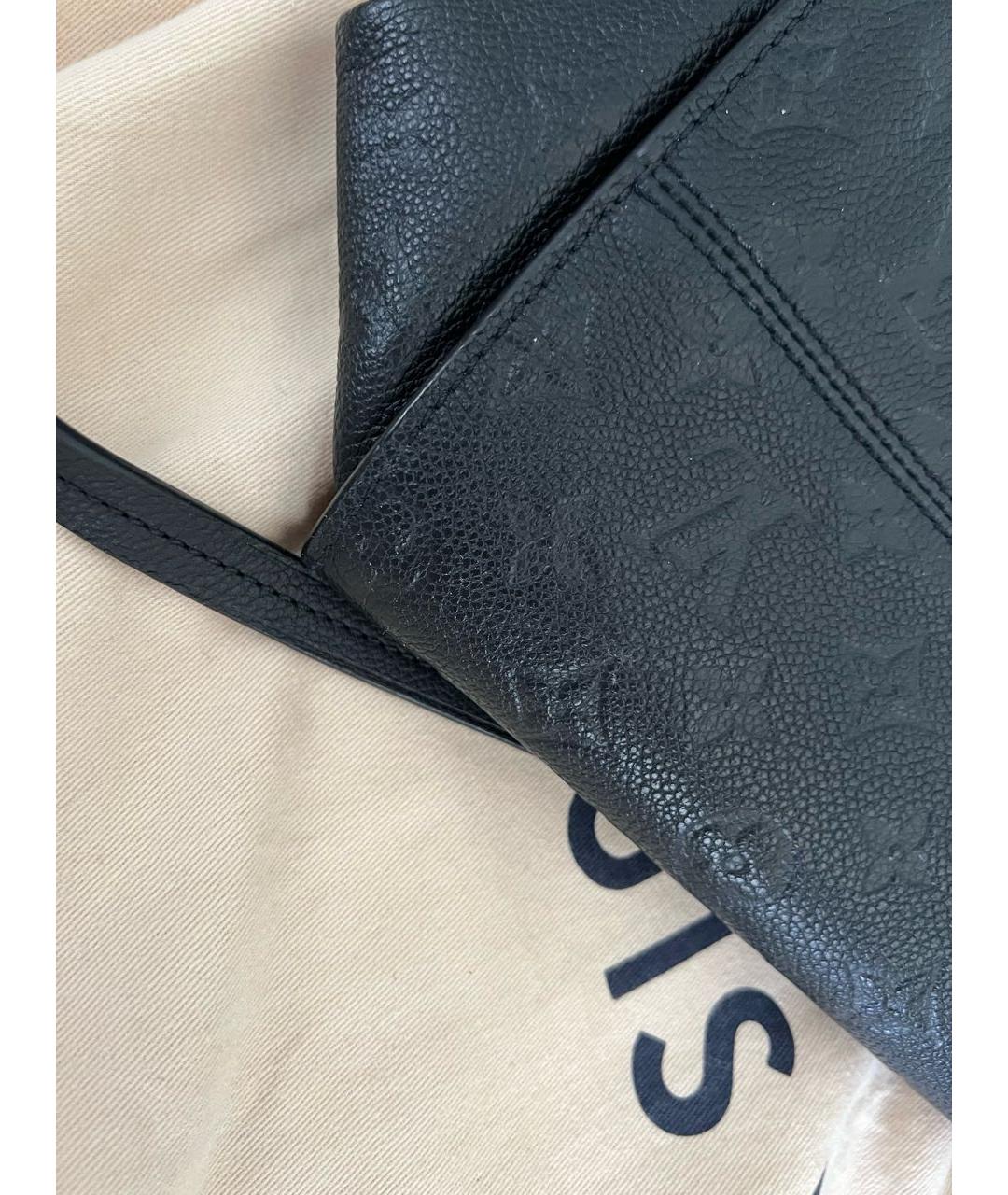 LOUIS VUITTON Черная кожаная сумка тоут, фото 7