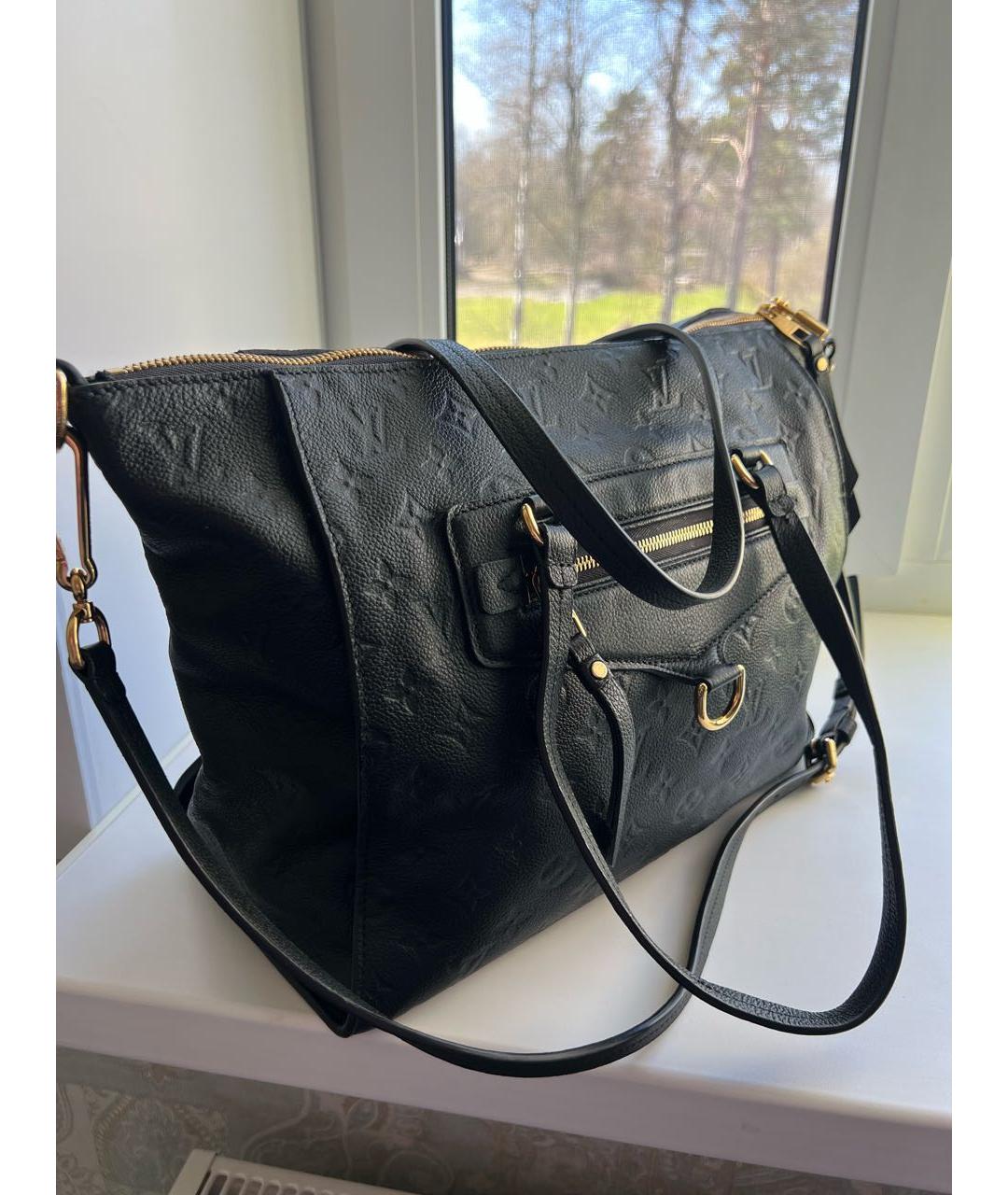 LOUIS VUITTON Черная кожаная сумка тоут, фото 2