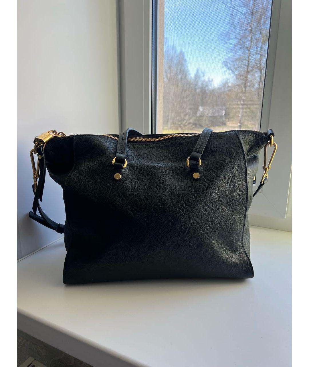 LOUIS VUITTON Черная кожаная сумка тоут, фото 3