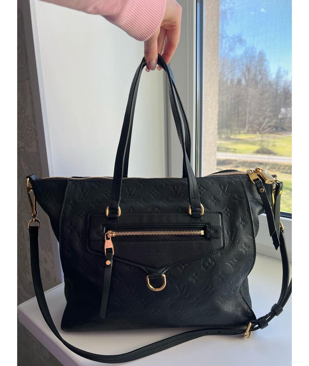 LOUIS VUITTON Черная кожаная сумка тоут, фото 9