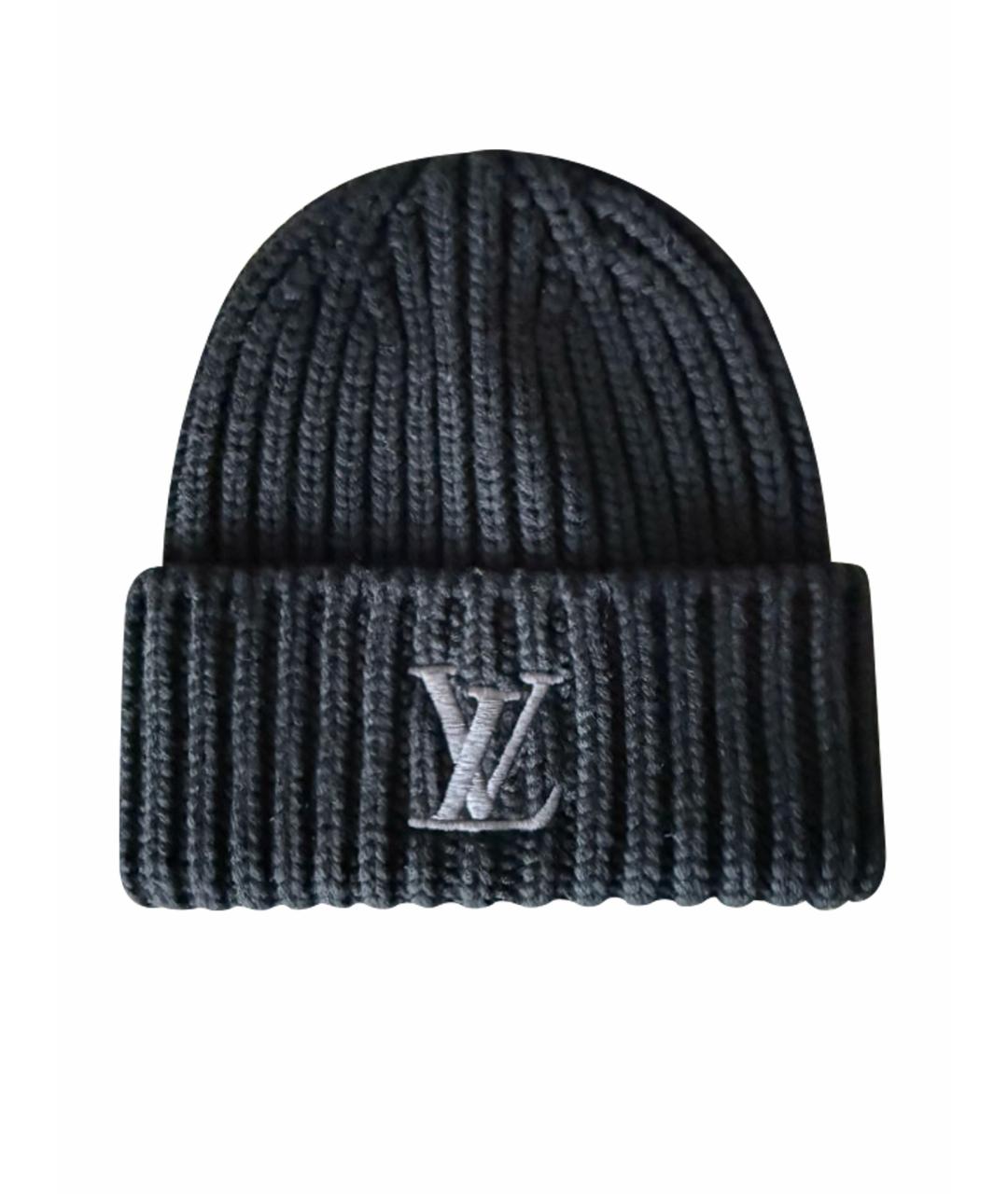 LOUIS VUITTON Черная шерстяная шапка, фото 1