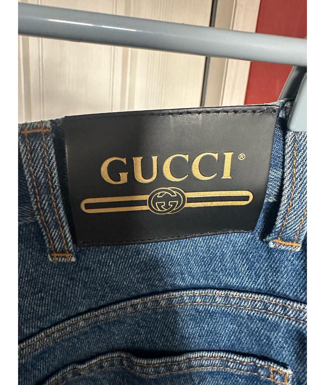 GUCCI Синие хлопковые прямые джинсы, фото 4