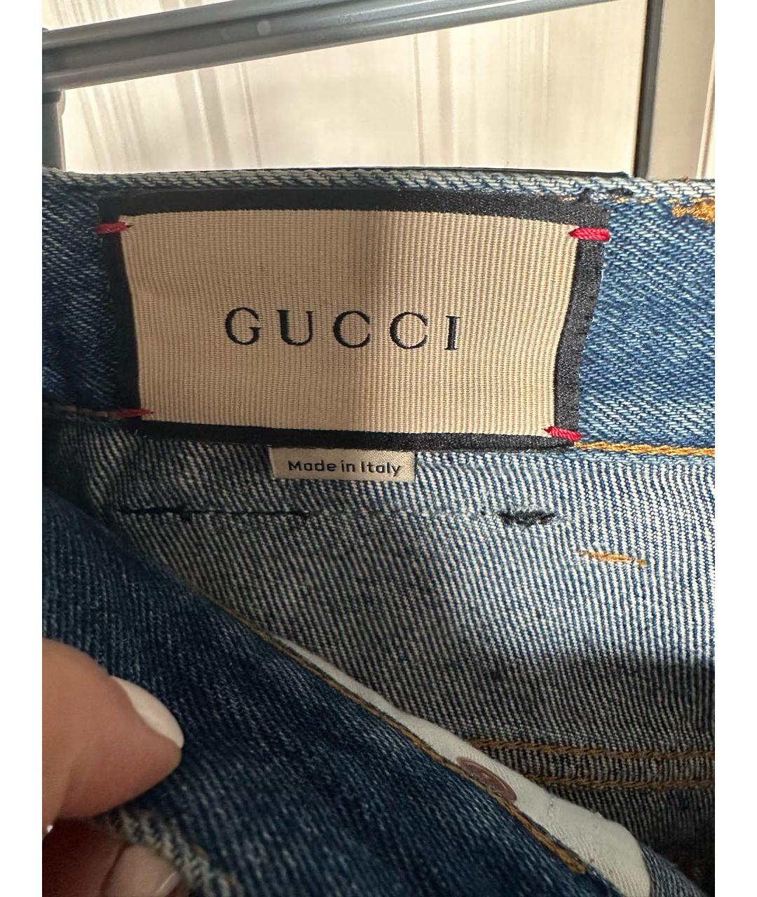 GUCCI Синие хлопковые прямые джинсы, фото 3