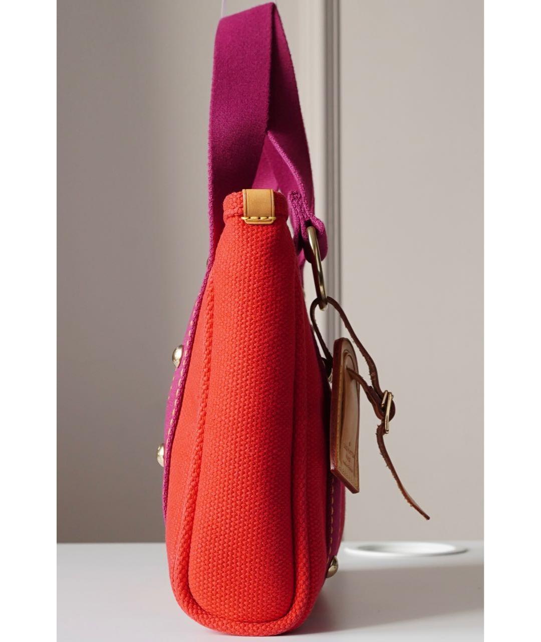 LOUIS VUITTON Красная тканевая сумка тоут, фото 3