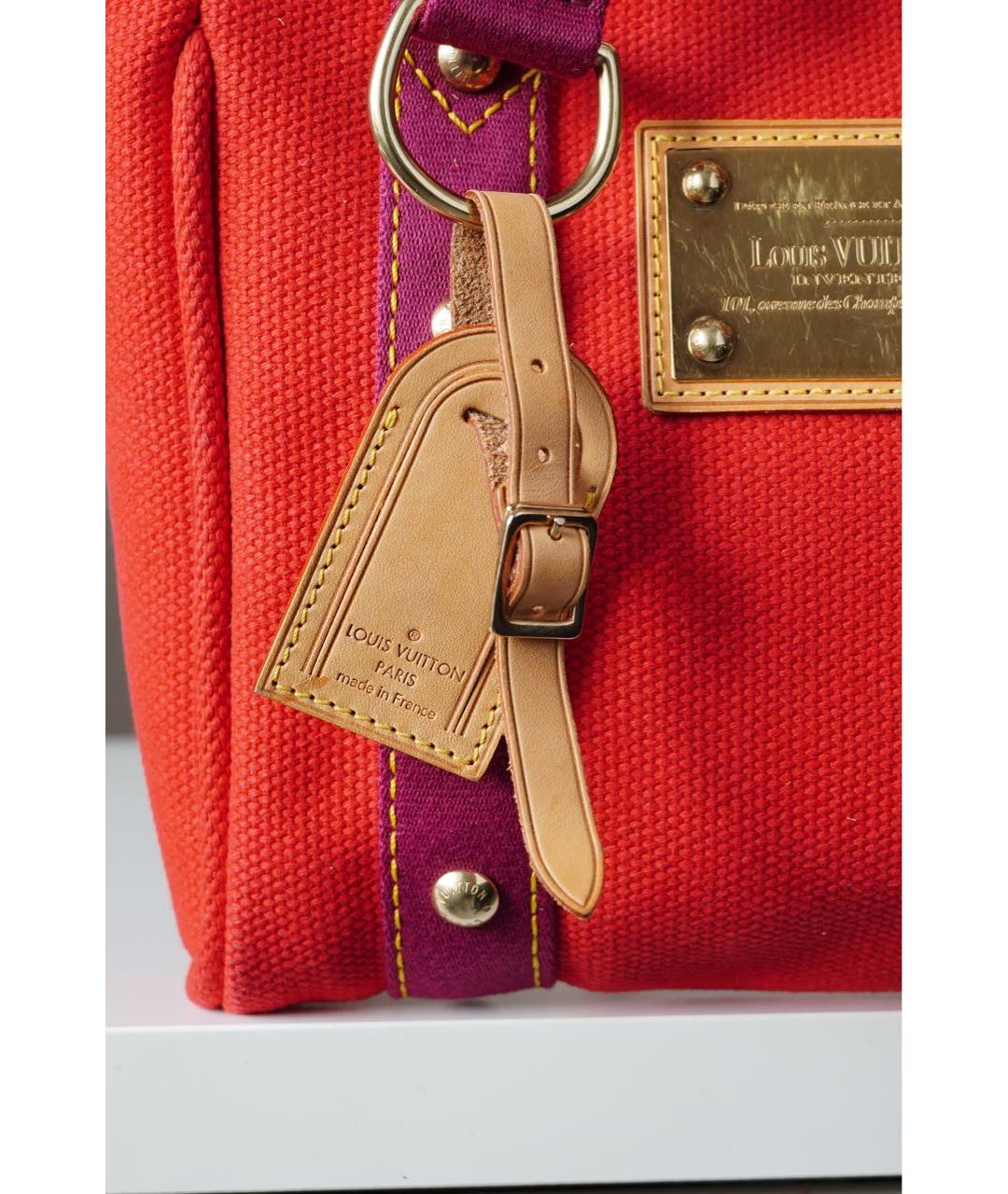 LOUIS VUITTON Красная тканевая сумка тоут, фото 5
