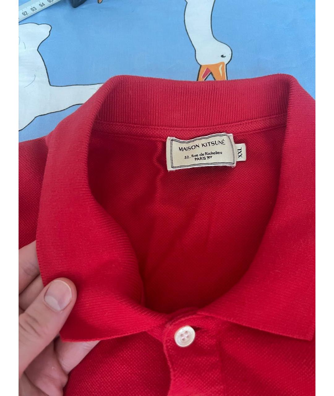 MAISON KITSUNE Красное хлопковое поло с коротким рукавом, фото 5