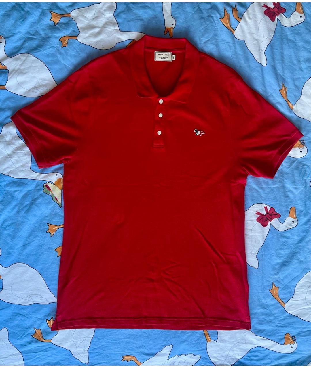 MAISON KITSUNE Красное хлопковое поло с коротким рукавом, фото 9