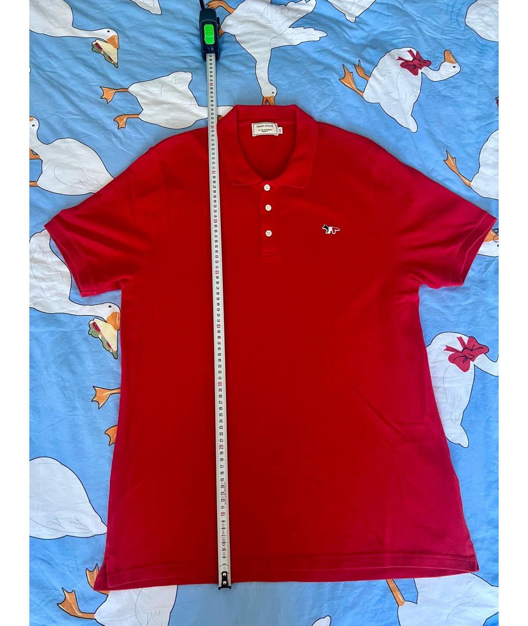 MAISON KITSUNE Красное хлопковое поло с коротким рукавом, фото 3
